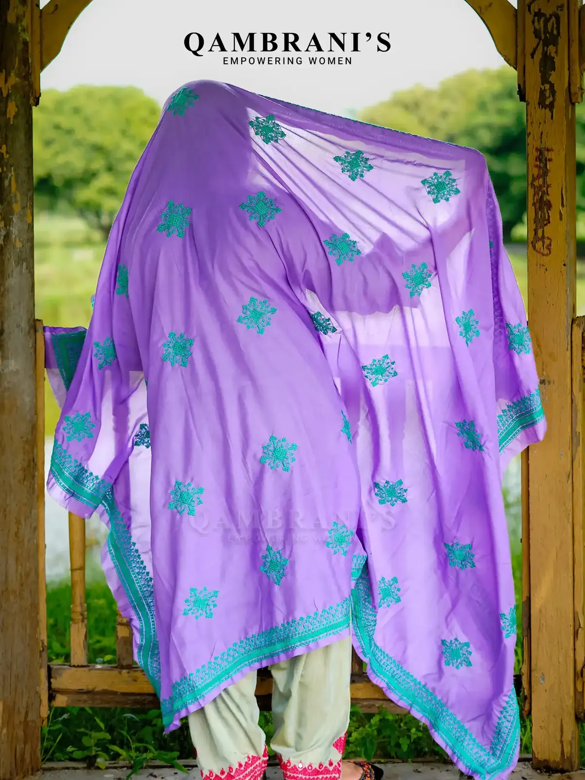 Lavender Emerald handmade dupatta