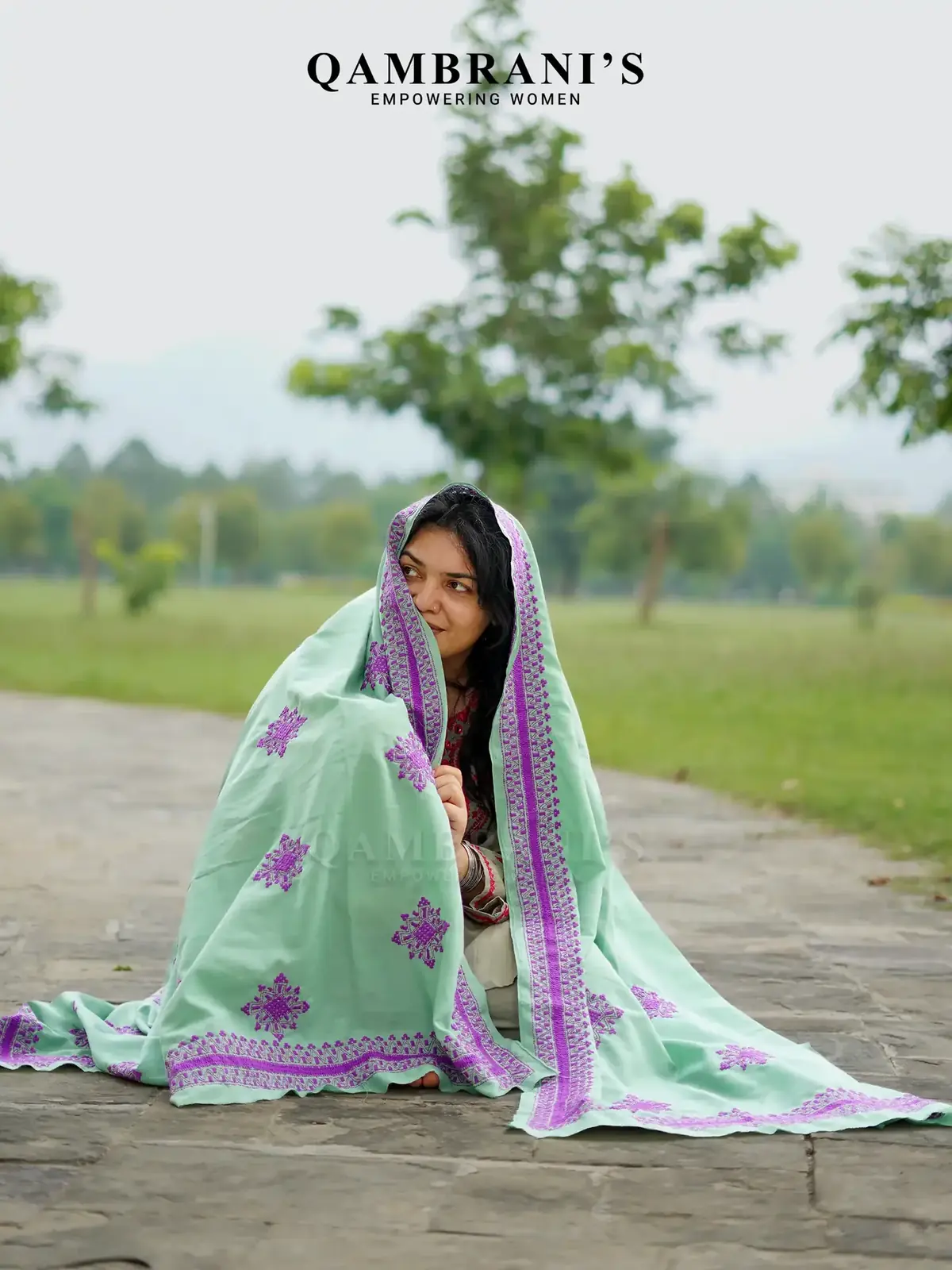 Mint Amethyst handmade dupatta