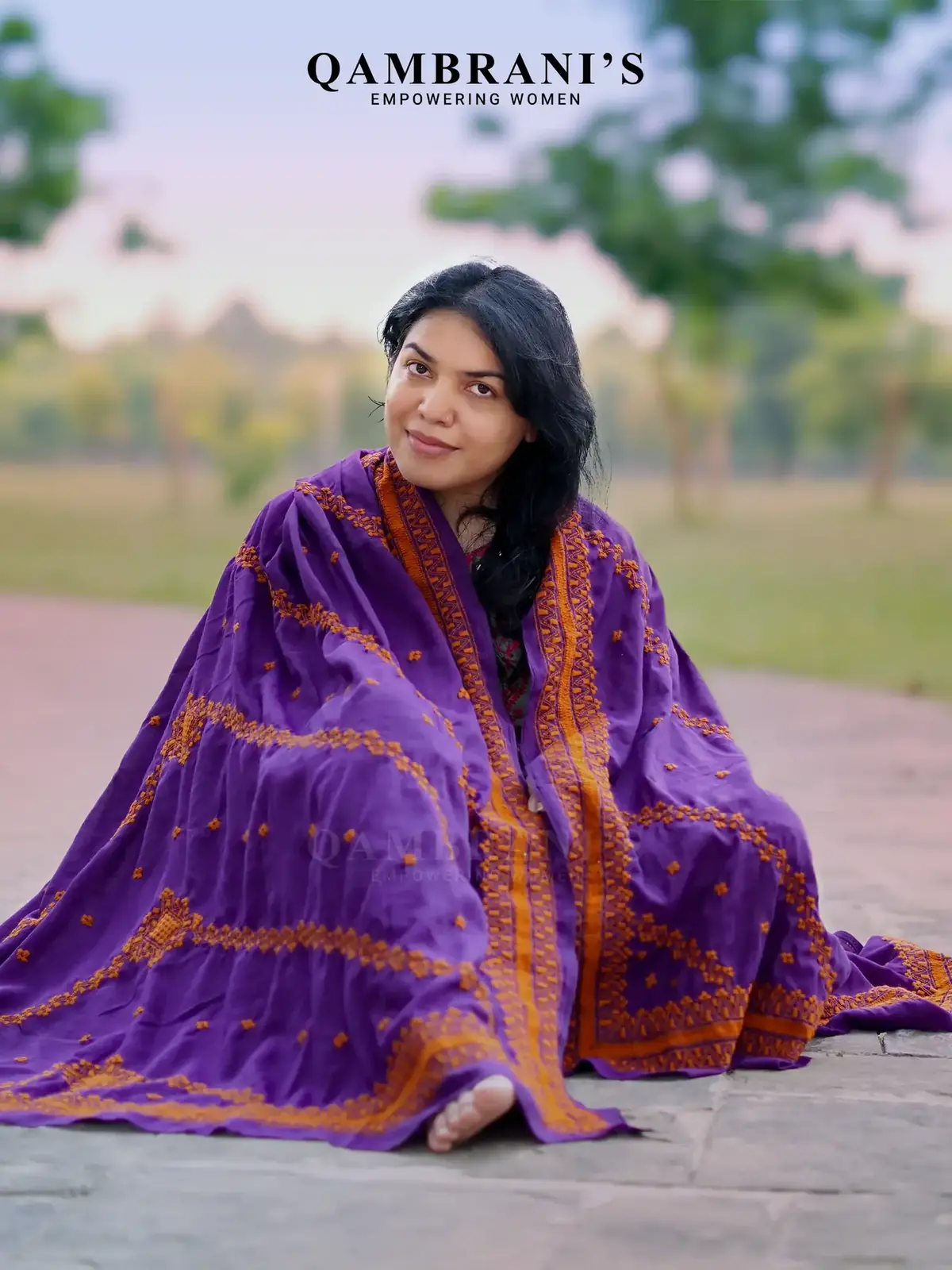 Violet Flame handmade dupatta